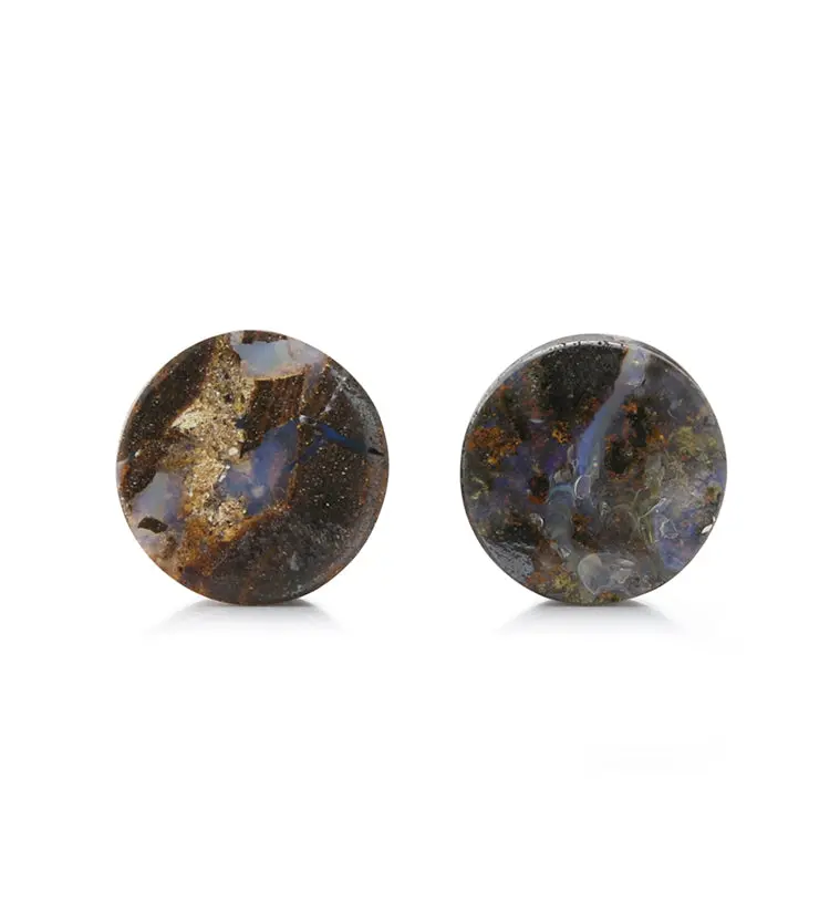 1/2" Boulder Opal Stone Plug – 12Mm Handcut Ear Tunnel 1