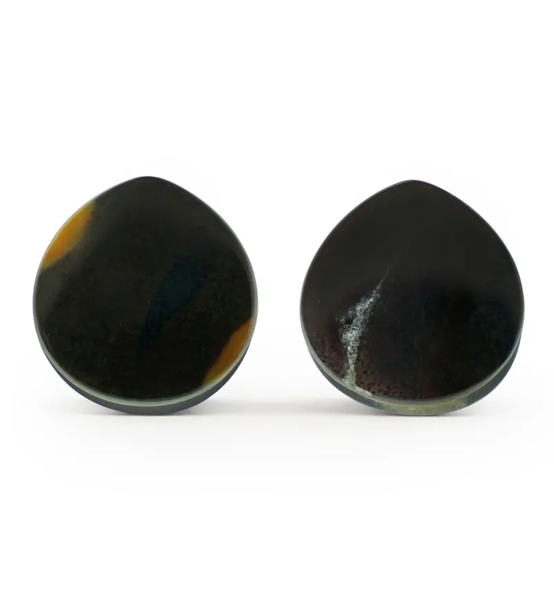 10Mm Timor Agate Teardrop Double-Flare Plugs – Version 1 1
