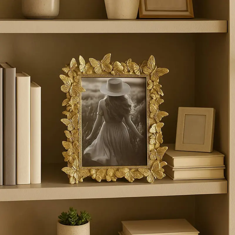 5X7 Gold Butterfly-In-Bloom Themed Photo Frame 1