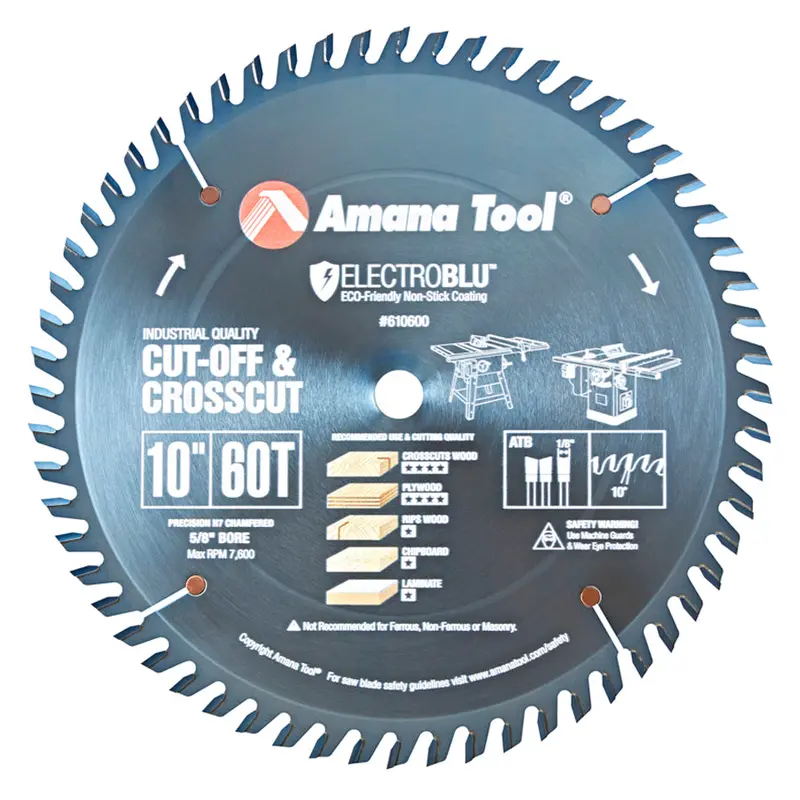 Amana 10" Crosscut Circular Saw Blade — 60T Atb, 5/8" Arbor (610600C) 1
