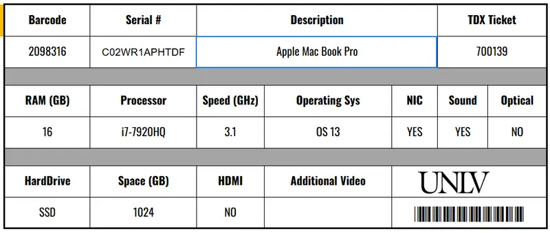 Apple Macbook Laptop – Asset Id Tag#2098316 (Serial: C02Wr1Aphtdf) 1