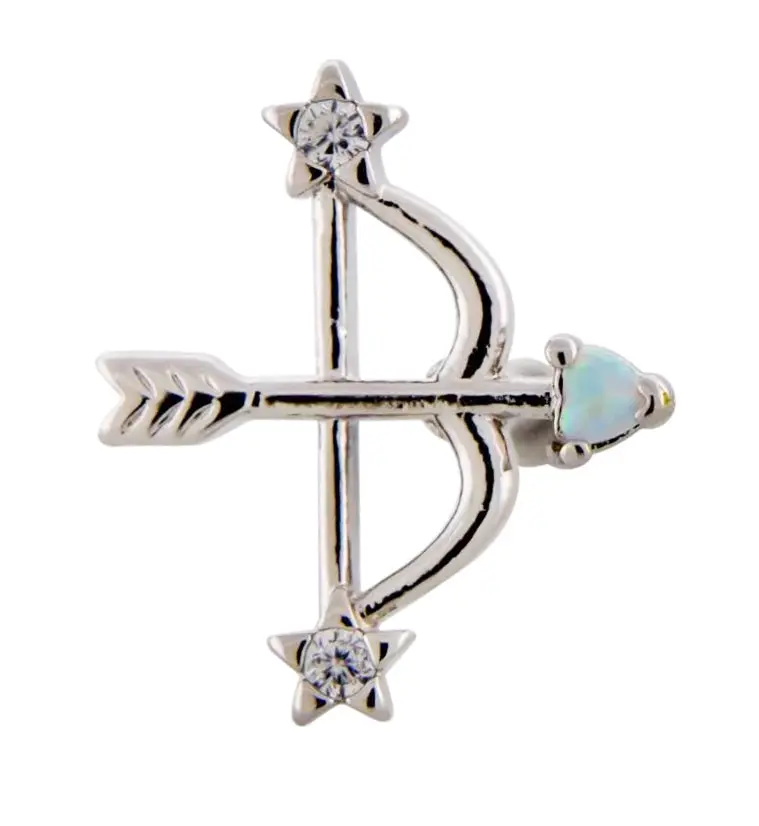 Astral Arrow Cartilage Barbell Featuring White Opalite And Cz Stones 1