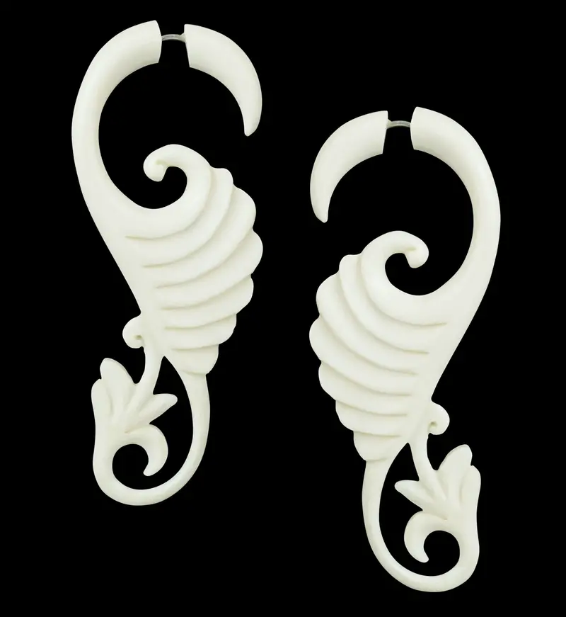 Banter Swirly Spiral Bone-Style Stretching Earrings 1