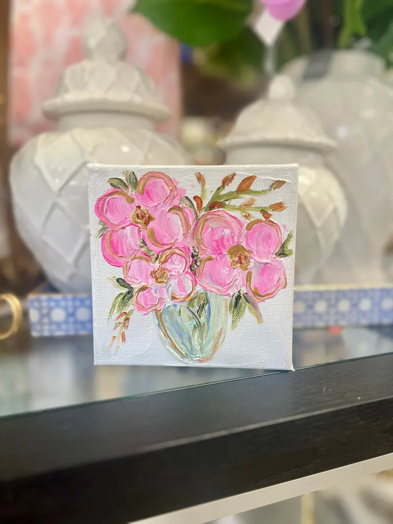 Bb Fulton Pink Floral Canvas Art Print – 5X5 Inches 1