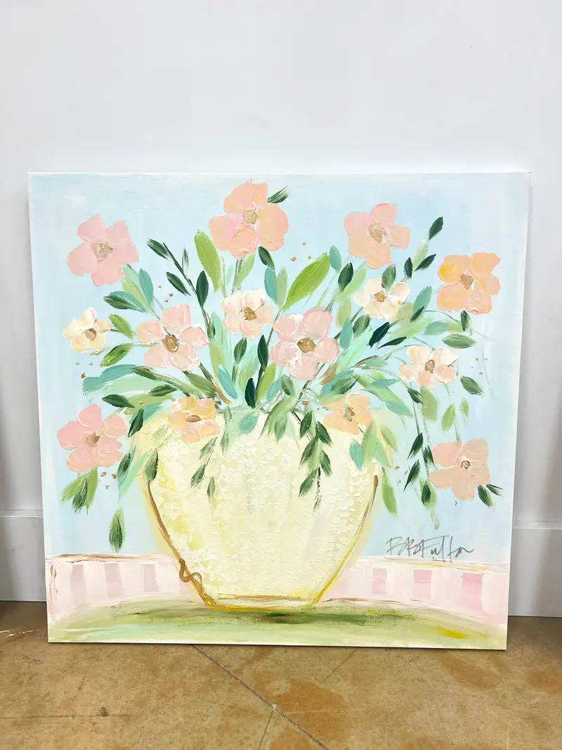 Bb Fulton Pink Floral Canvas Print (24X24 Inches) 1