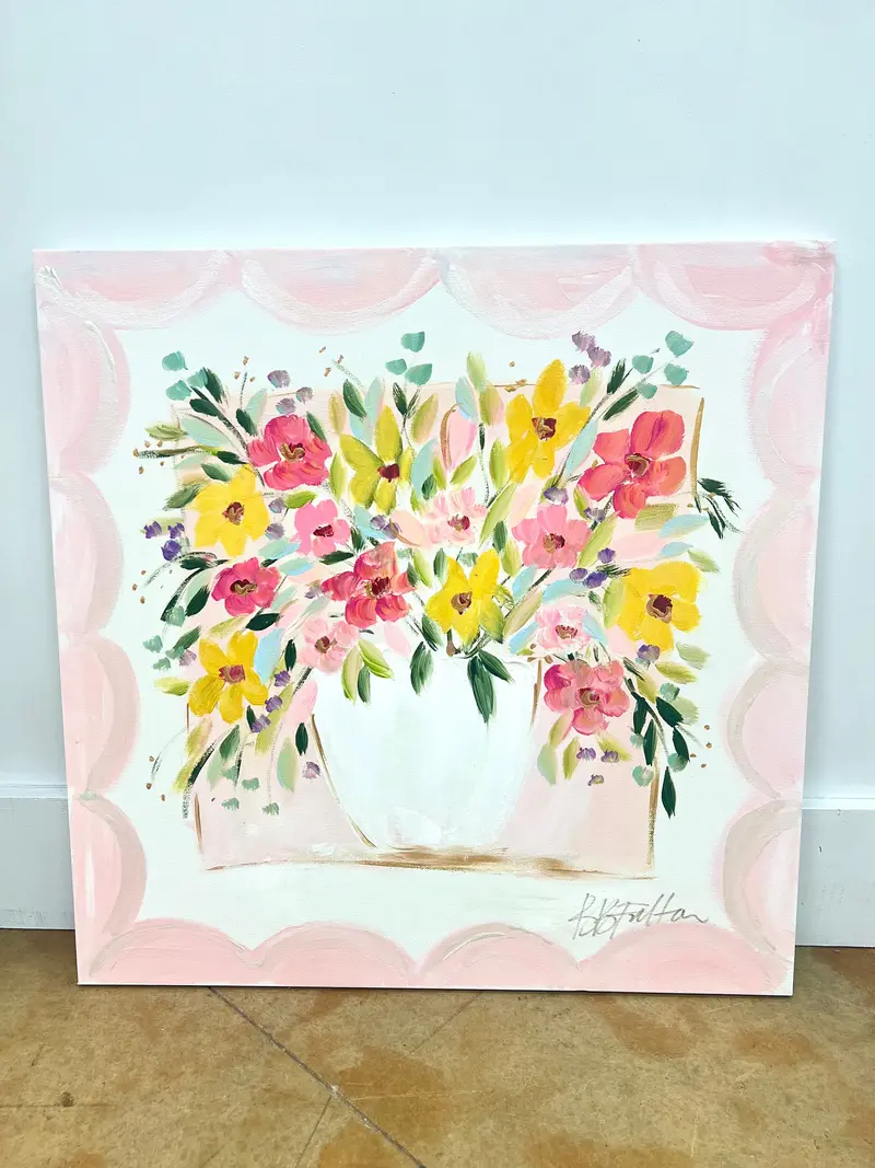 Bb Fulton Pink Multi-Floral Canvas Art (24X24 Inches) 1