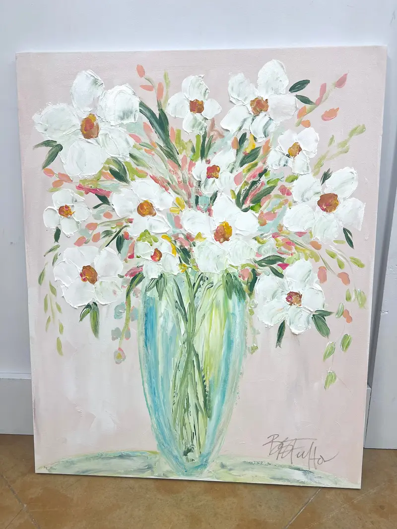 Bb Fulton White Floral Wall Art Canvas (24X30 Inches) 1