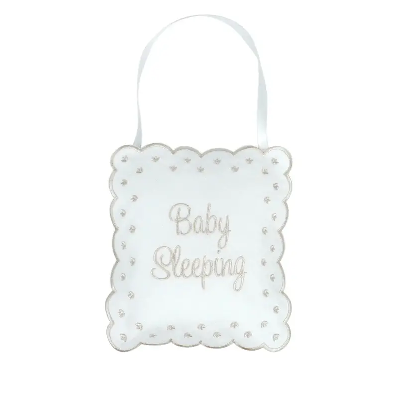 Beige Linen Baby Sleep Sign Pillow – Handcrafted Nursery Decor 1