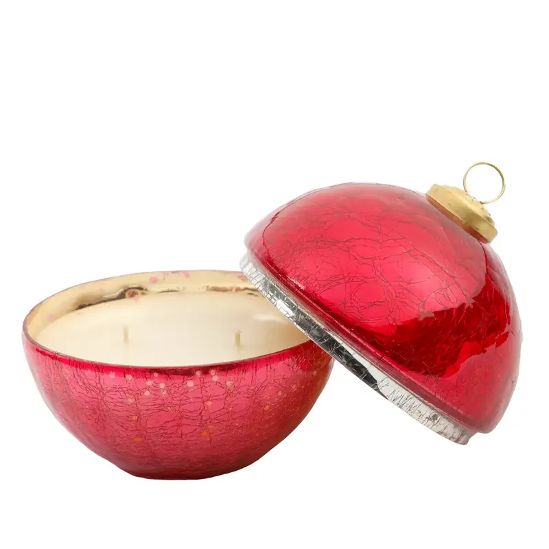 Berries & Balsam Pink Glass Ornament Candle For Holidays 1