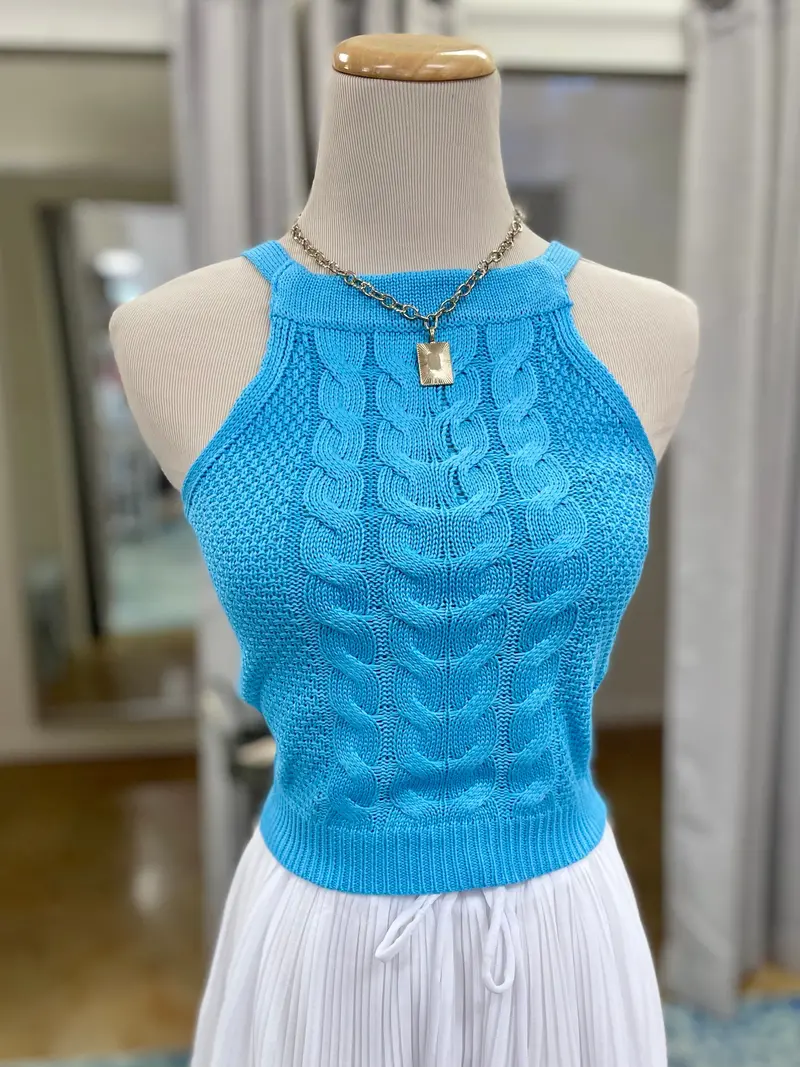 Better In Blue Knit Sweater Tank Top 1