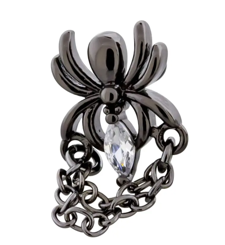 Black-Pvd Chained Spider Cz Cartilage Barbell 1