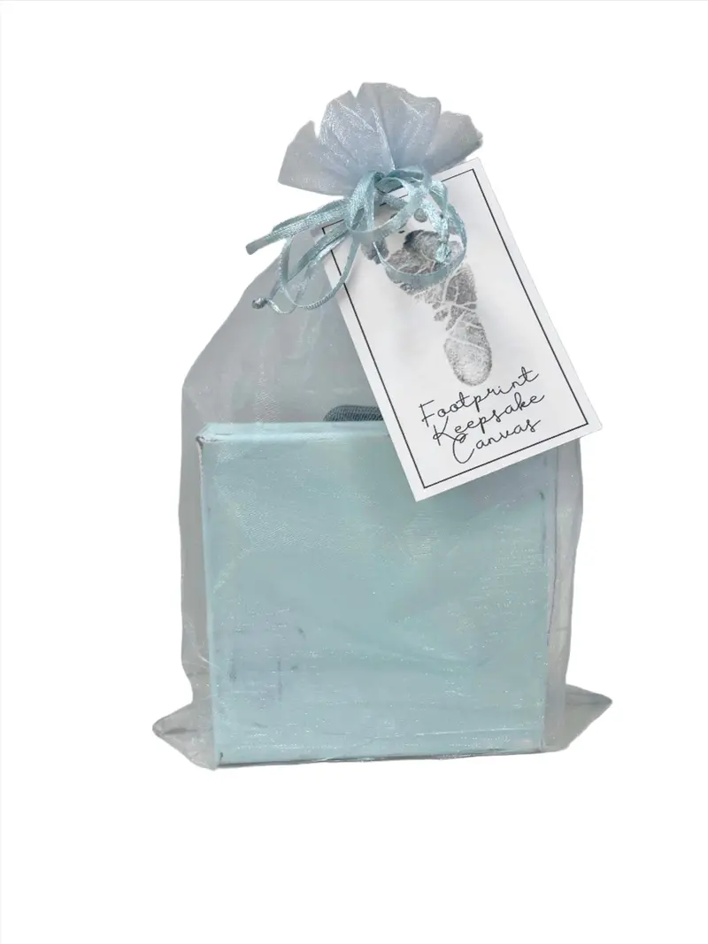 Blue Footprint Baby Keepsake Canvas Print 1