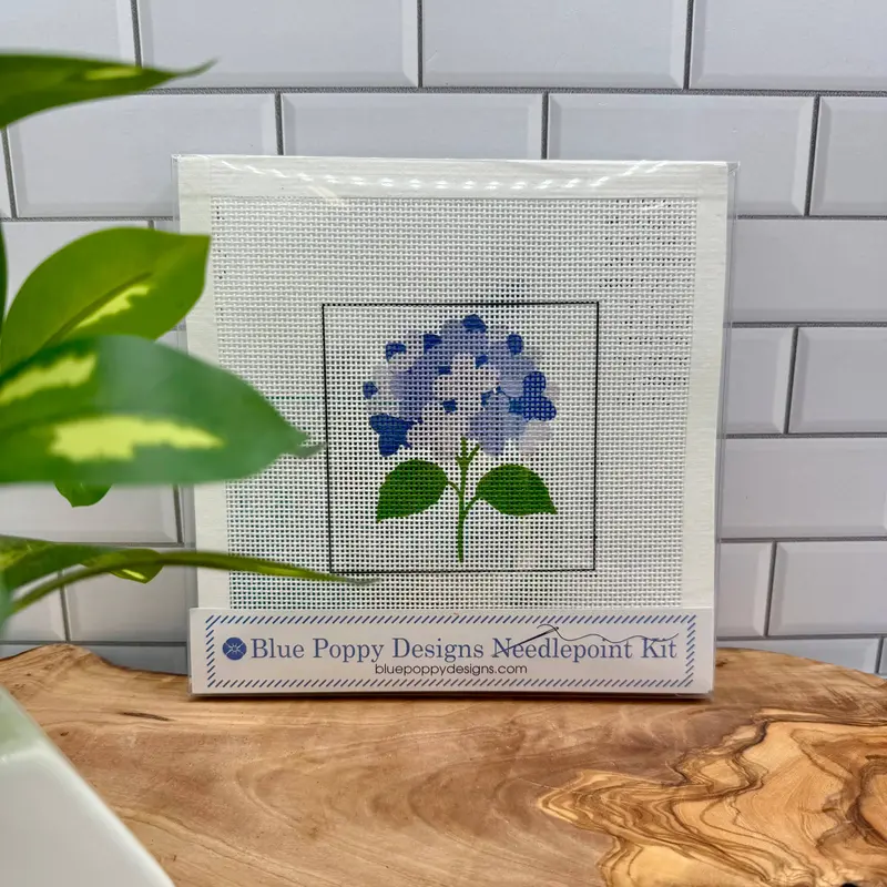 Blue Hydrangea Embroidery Needlepoint Kit 1