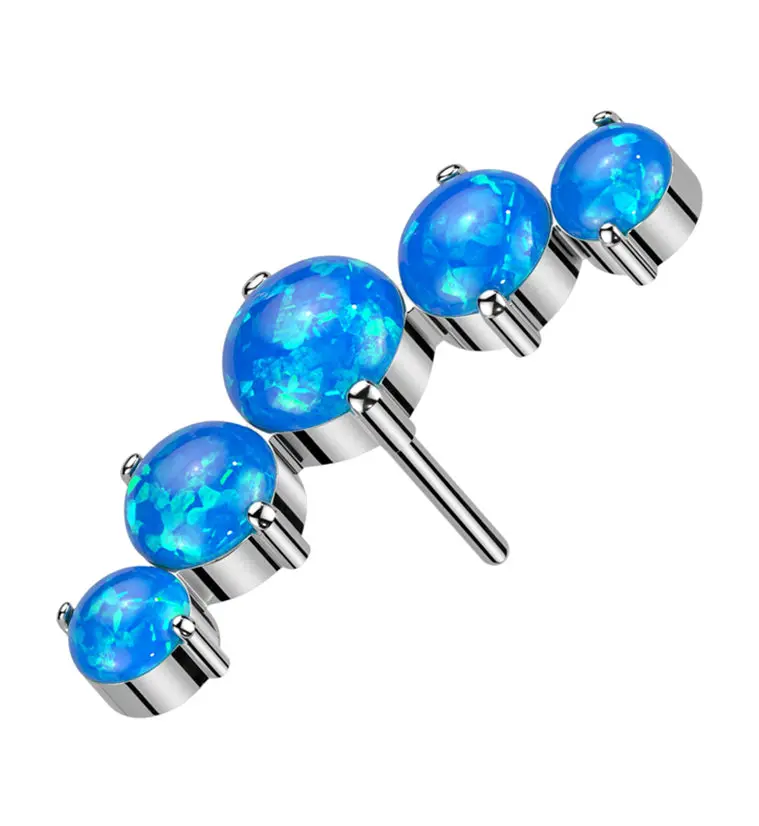 Blue Opalite Arch Threadless Titanium Top 1