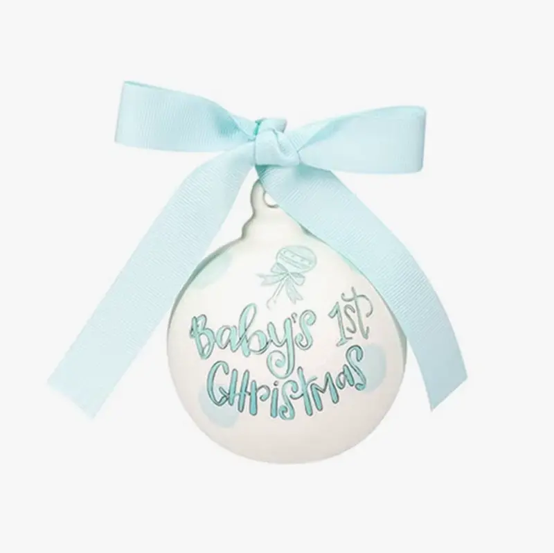 Blue Personalized Baby'S First Christmas Ornament 1