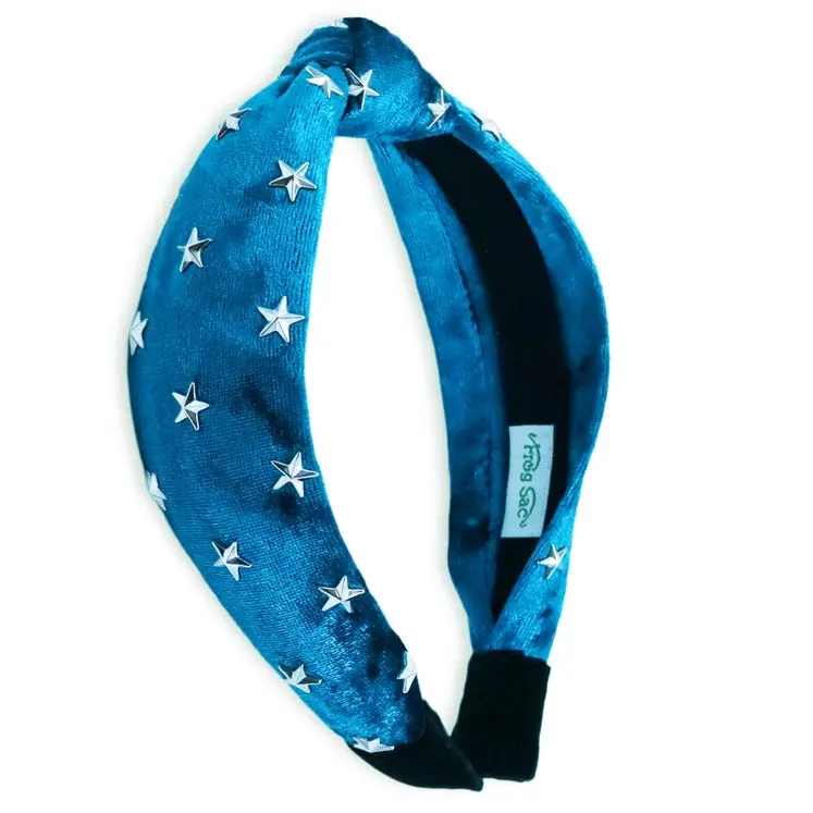 Blue Velvet Star Headband For Girls 1
