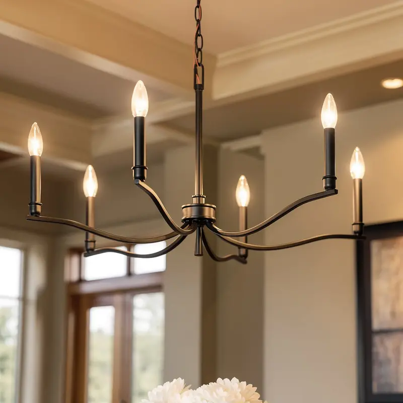Brentwick Black Classic Chandelier – 17.75"H X 32"W Minimalist Ceiling Light 1