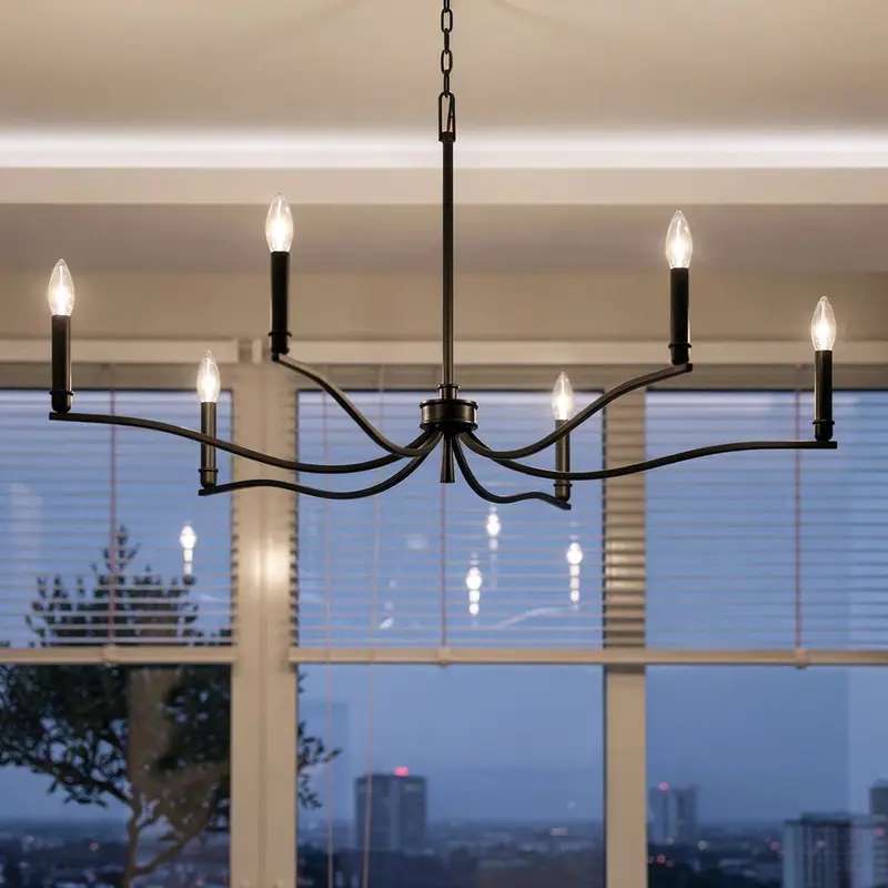 Brentwick Black Classic Chandelier – 22.25"H X 42"W Sleek Ceiling Light 1