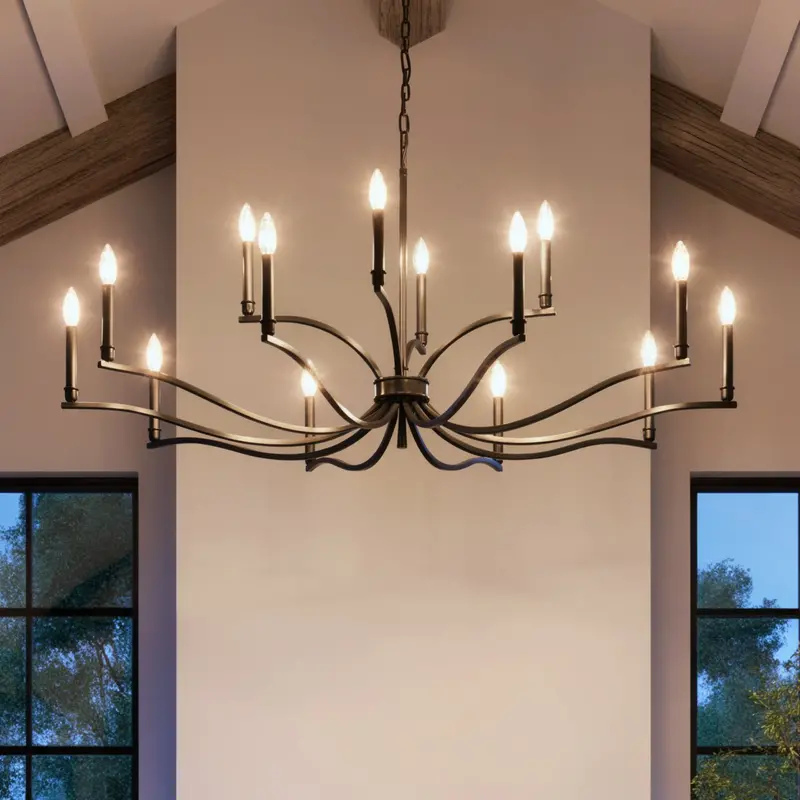 Brentwick Black Classic Chandelier – 27.25"H X 52.75"W Statement Ceiling Light 1