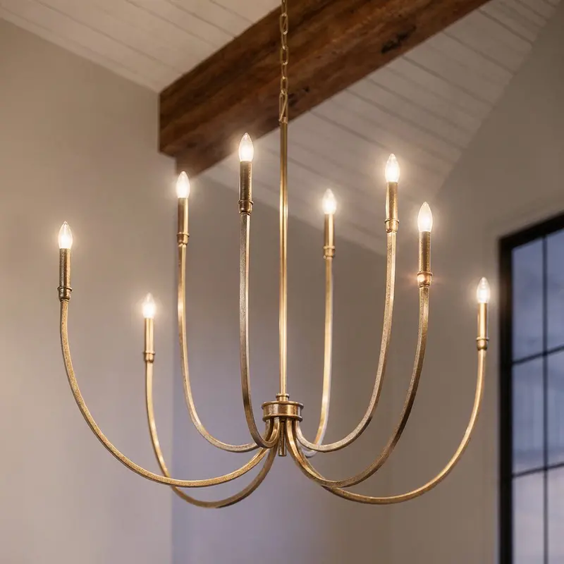Brentwick Collection Champagne Bronze Contemporary Chandelier – Large Indoor Statement Fixture 1
