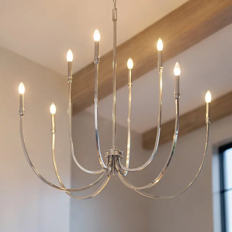 Brentwick Collection Polished Nickel Modern Chandelier – 43.5" H X 45.25" W Statement Ceiling Light 1