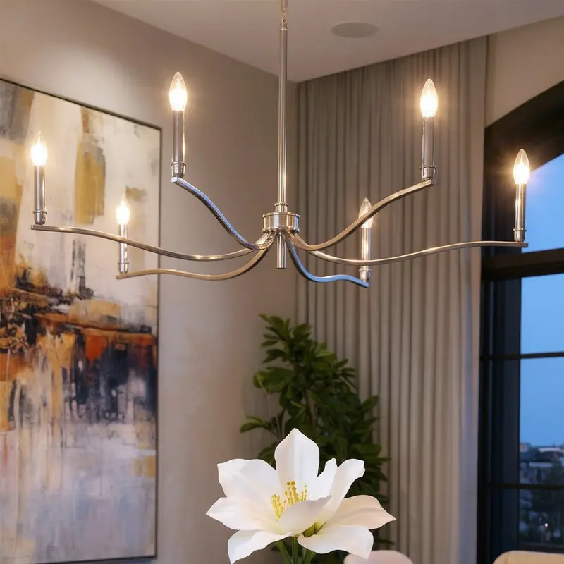 Brentwick Polished Nickel Classic Chandelier – 22.25"H X 42"W Compact Ceiling Fixture 1