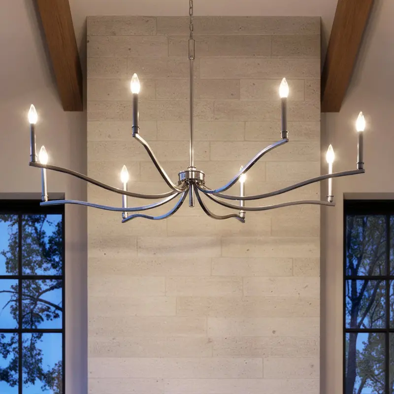 Brentwick Polished Nickel Classic Chandelier – 25"H X 52"W Indoor Fixture 1