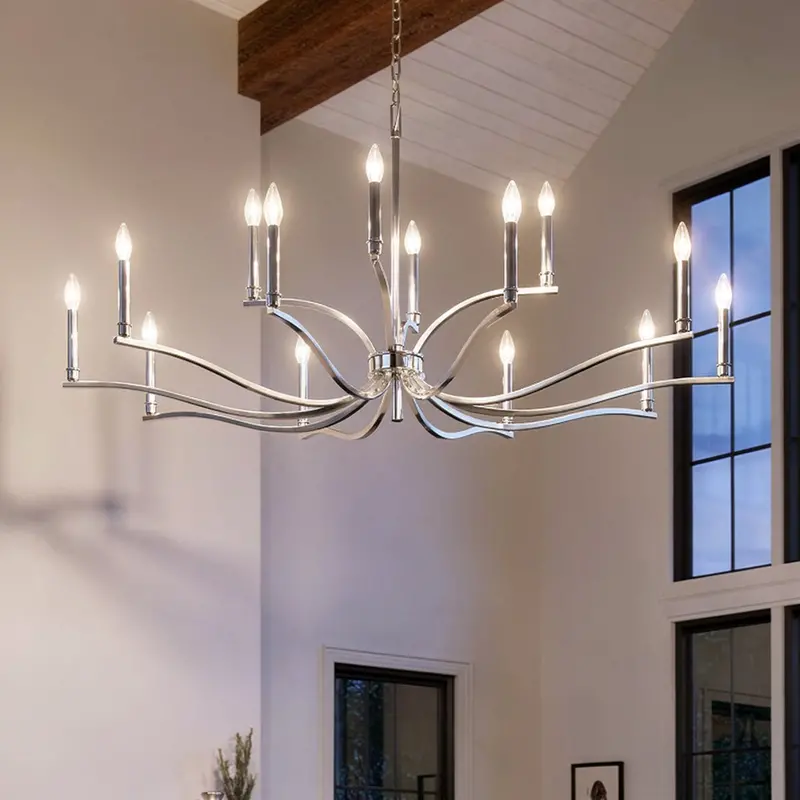 Brentwick Polished Nickel Classic Chandelier – 27.25"H X 52.75"W Transitional Fixture 1