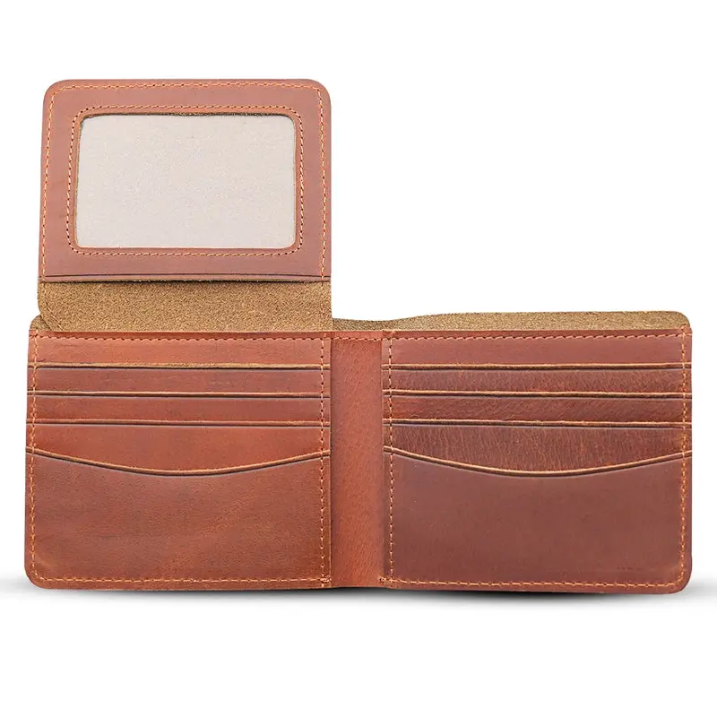 Brown Bi-Fold Id Wallet – Genuine Leather 1