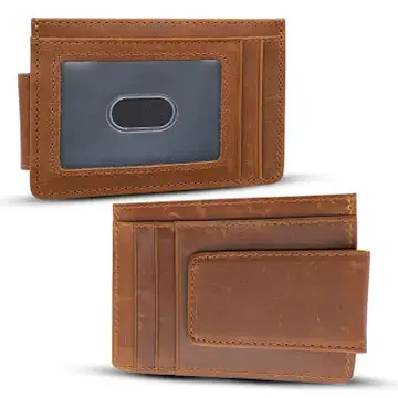 Brown Slim Money Clip Wallet In Genuine Leather 1