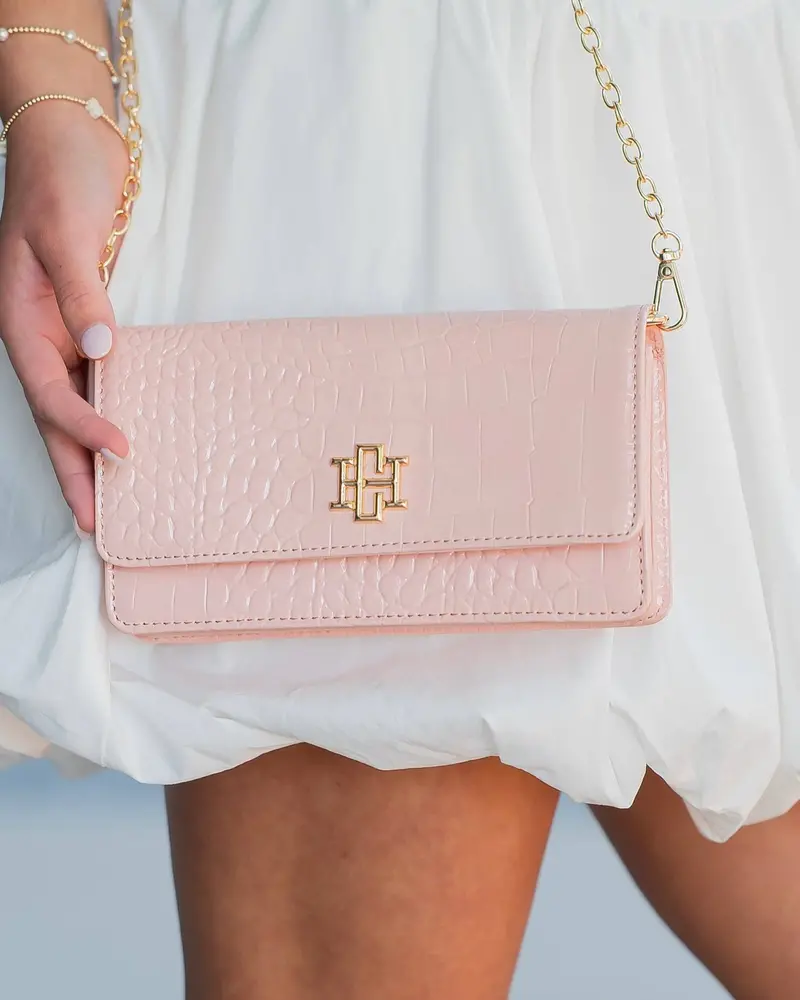 Brynleigh Blush Patent Crossbody Clutch 1