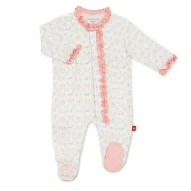 Carousel Modal Magnetic Closure Footie With Ruffle Trim 1
