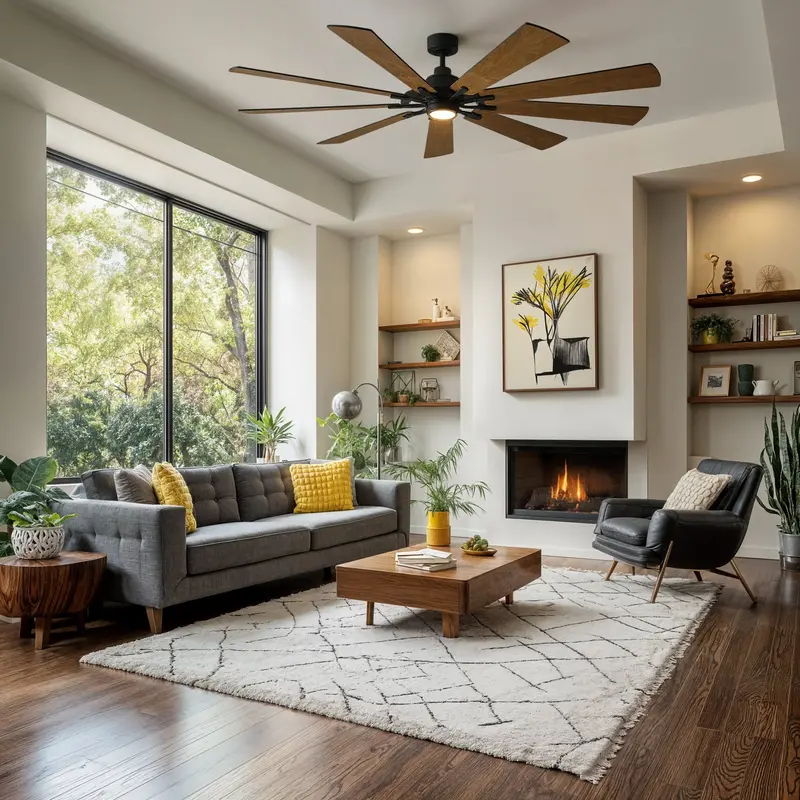 Carrisden Distressed Black Americana Ceiling Fan – 85" Indoor/Outdoor Rustic Fan 1