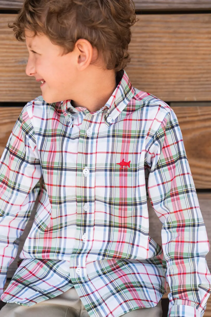 Carter-Style Cream Plaid Oxford Shirt 1