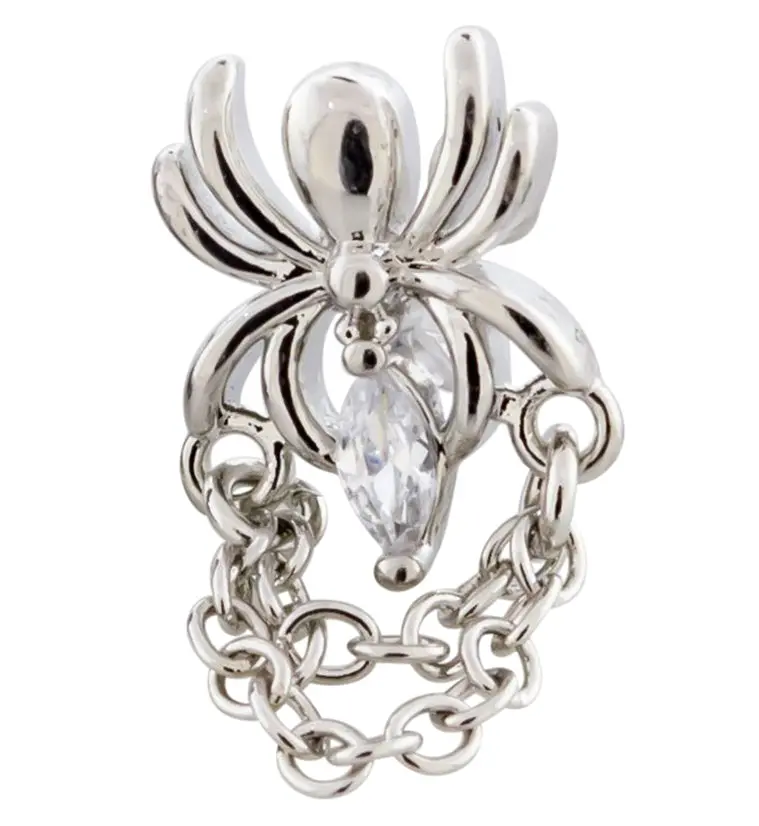 Chained Spider Cz Cartilage Barbell In Titanium 1