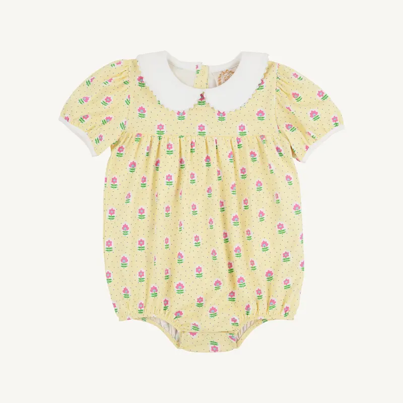 Cindy Lou Bubble Pima Romper – Fairway Floral Print With Worth Ave White Accents 1
