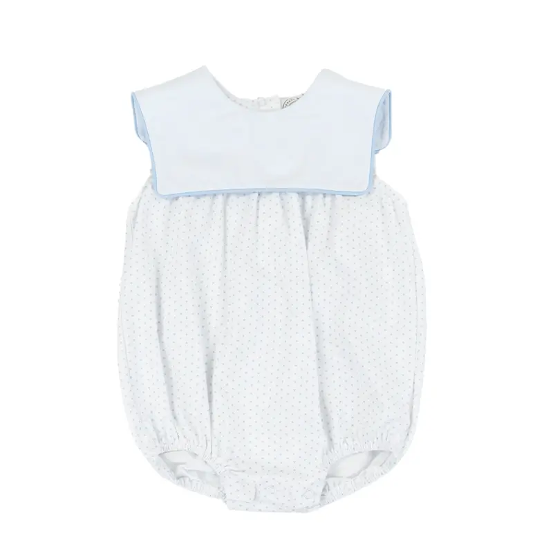 Classic Blue Dot Boy Bib Bubble Outfit 1