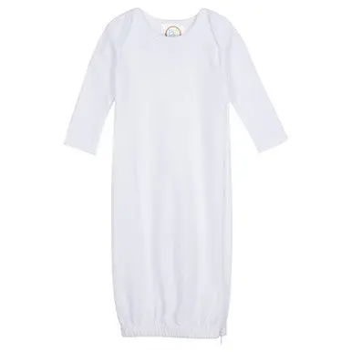 Classic White Baby Gown – Snap-Crotch Cotton Design 1