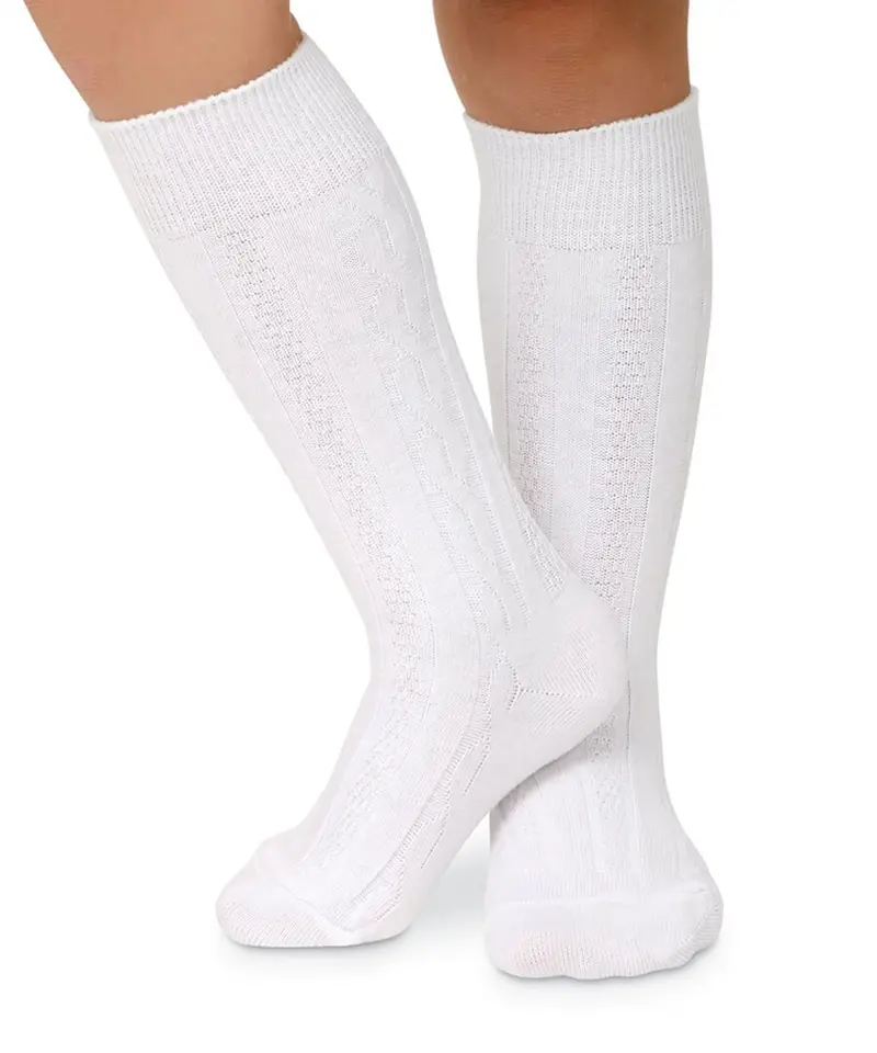 Classic White Cable-Knit Knee-High Socks 1