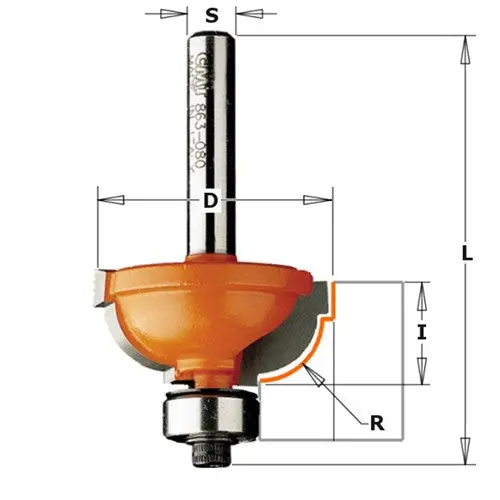 Cmt Cavetto Molding Bit With Bead – 8Mm Radius, 1/4" Shank 1