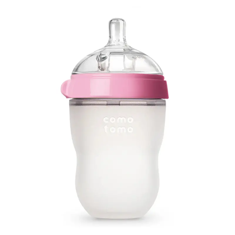 Comotomo Pink 8 Oz Baby Bottle – Ergonomic Silicone Nursing Bottle 1