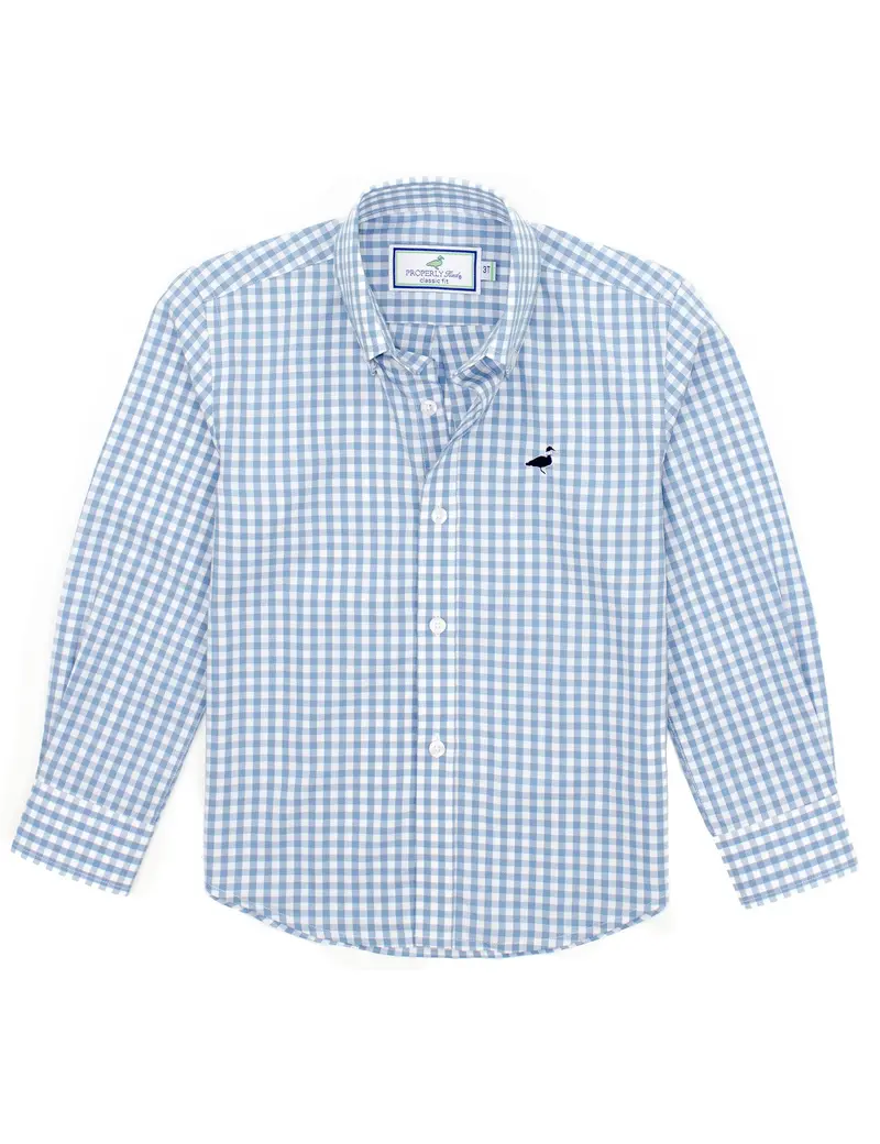Cornflower Blue Solid Cotton Button-Down Shirt 1