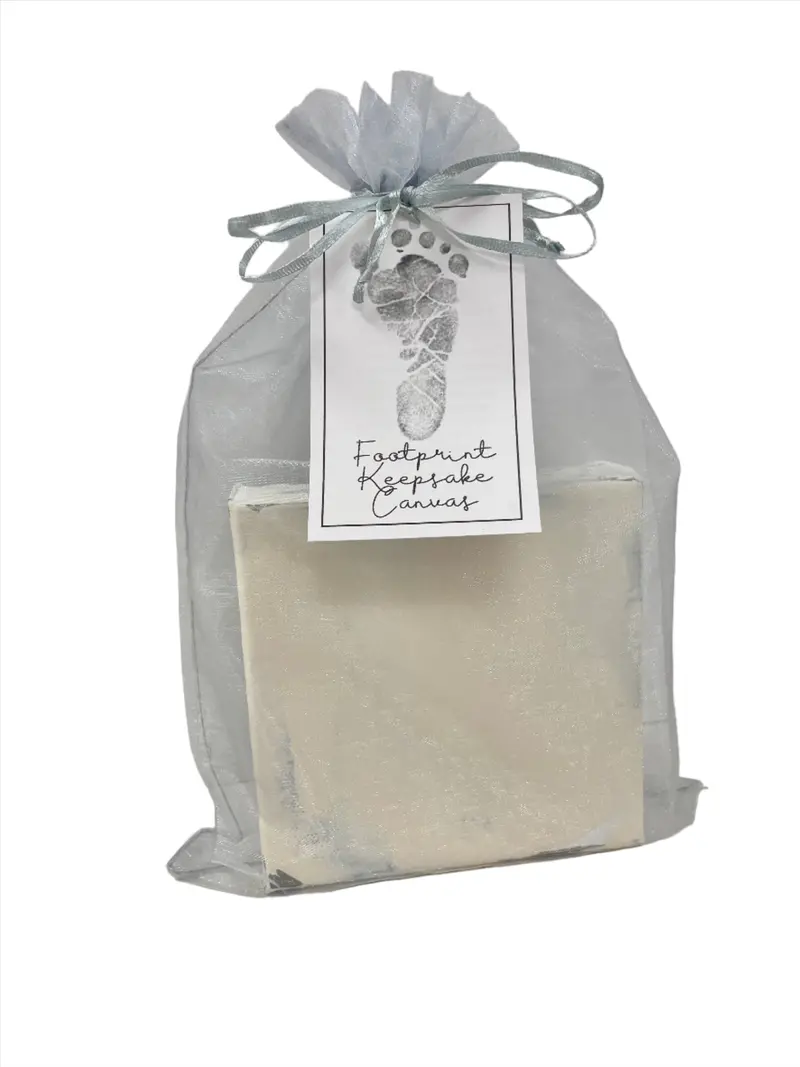 Cream-Colored Baby Footprint Keepsake Canvas Print 1