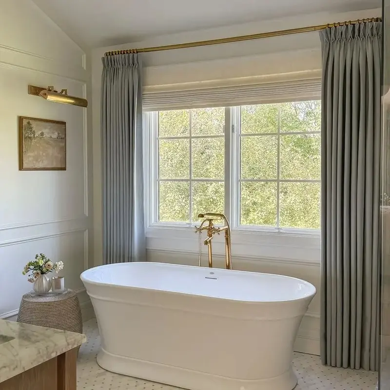 Custom Bathroom Curtains – Luxury Linen With Integrated Waterproof Backing 5