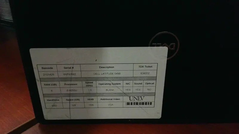 Dell Latitude 5490 Notebook – Service Tag 2101429 1