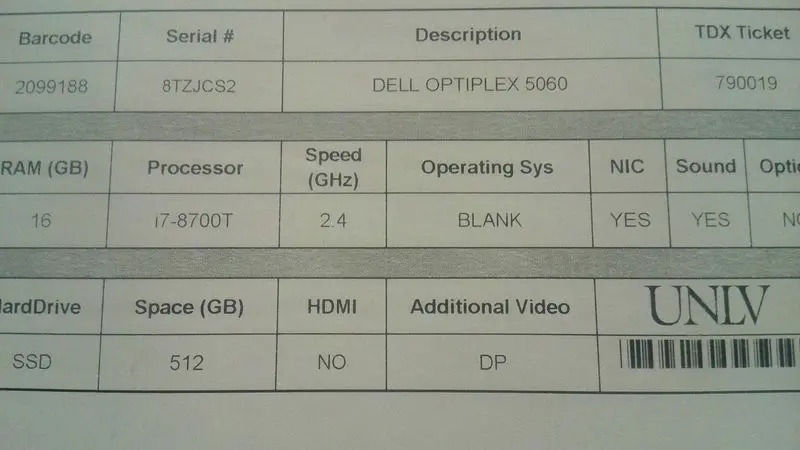 Dell Optiplex 5060 Micro + Dell 27" Monitor Bundle – Tag 2099188, Sn 8Tzjcs2 1