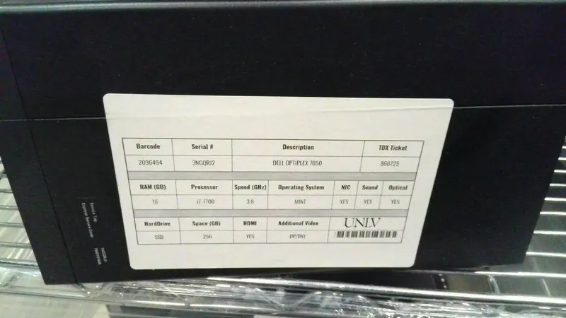 Dell Optiplex 7050 Mt Desktop – Sku 338-Bkyx, Serial 3Ngqrj2, Asset Tag 2096494 1