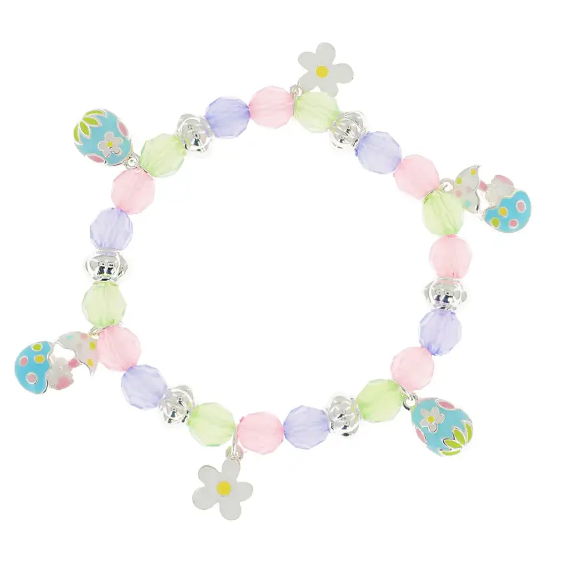 Easter-Themed Beaded Stretch Charm Bracelet 1