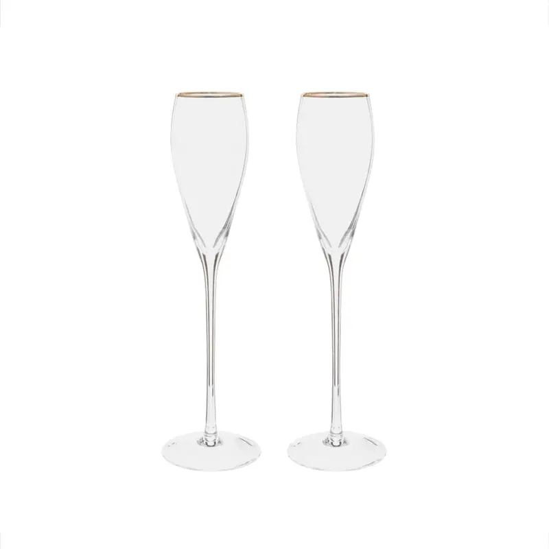 Elegant Gold-Rimmed Tapered Champagne Flutes – Set Of 4 1