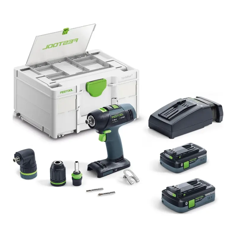 Festool T18+3 Hpc 4.0 Ah Cordless Drill I-Set (577608) 1
